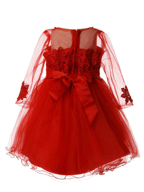 Rain Kids Little Girls Multi Color Tulle Sleeve Pearl Lace Flower Girl Dress 1-6 - SophiasStyle.com